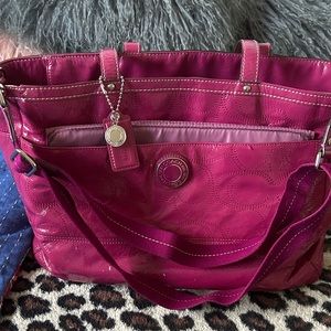 Bright Pink Coach diaper bag
